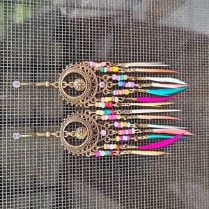 Coachella rainbow hippie tribal festival earrings